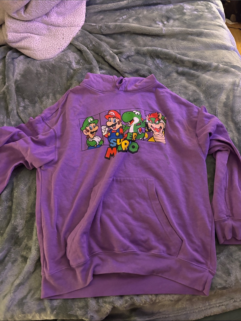 Nintendo Purple Super Mario Kids Pullover Hoodie